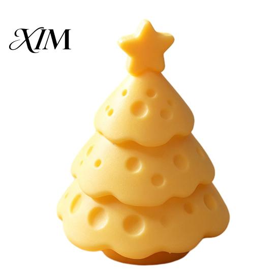 Matte Frosted Ornament 3D Printed Cheese Christmas Tree Ornament, Creative Figurine with Star Topper, Cute Xmas Desktop Ornaments for Home Office