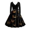 JPNTKY Fashion Spring Autumn Long Sleeve  V-Neck Casual Dresses