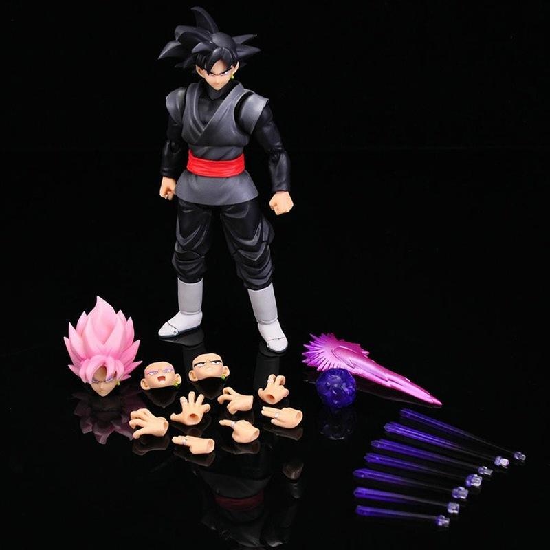 Shf Black Goku Saiyan Zamas Peach Red Joint Mobile Puppet Model Ornament Entertaining Play Safe Kid Friendly Fun