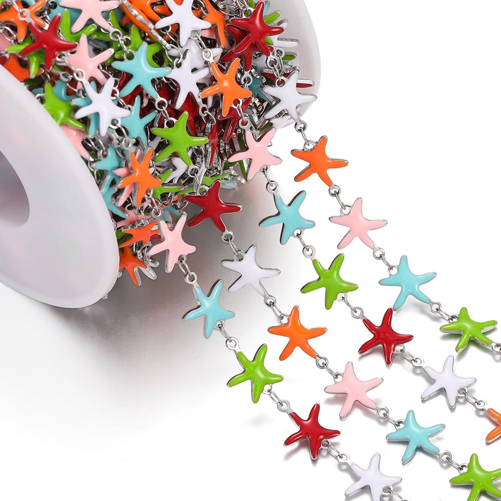 0.5m Colored Stainless Steel Enamel Chains Ocean Style Handmade Chains for DIY Bracelet Waist Chain Jewelry Making Chain