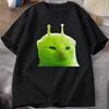 Funny Green Alien Cat Sarcastic Glorp Gnarp Cat Meme Graphic Tee Cotton Mens Womens T Shirt Summer Streetwear