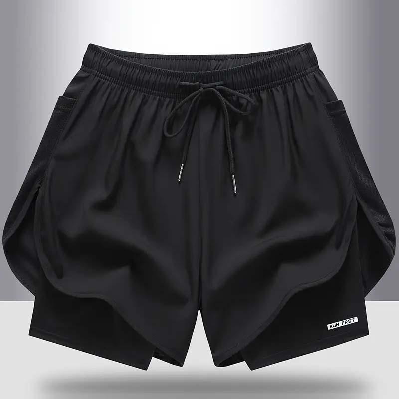 Women's Summer Quick-Dry Breathable Yoga Shorts with Faux Two-Piece Design