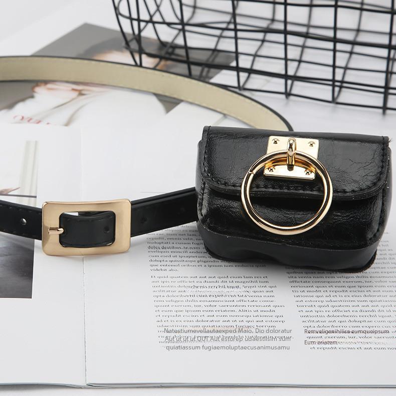 Square Buckle Belt With Square Bag Dualuse Casual Versatile Leather