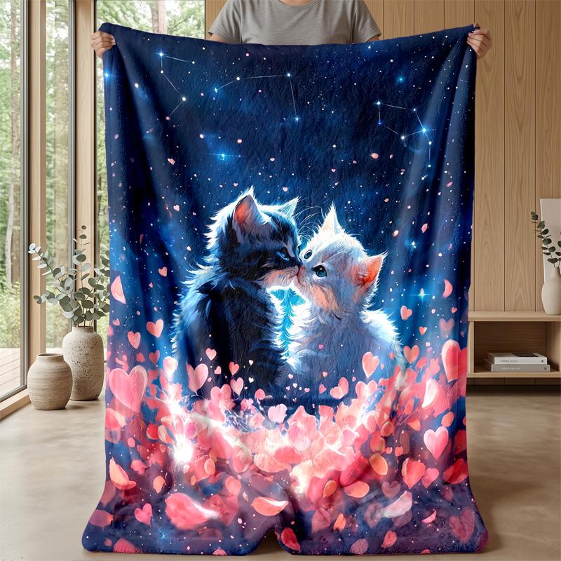I Love Cats Poster Theme blanket Lightweight Warm Flannel Blanket Decorative Throw Blanket for Home Decoration