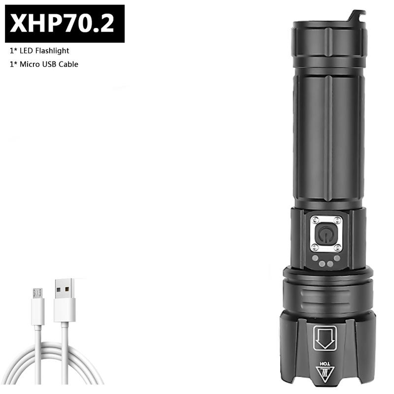 XHP70.2 Powerful Led Flashlight USB Rechargeable 18650 Battery Power Bank Flash Light Torch Aluminum Zoomable Waterproof Lantern