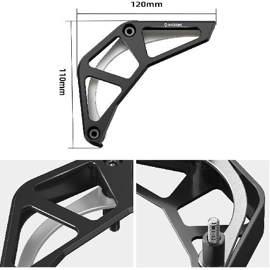 NICECNC Schwarzer Ritzelabdeckungsschutz Kompatibel mit Suzuki DRZ400S DRZ400SM 2000-2024 Siehe Passform Motorrad CNC Kettenschutz vorne