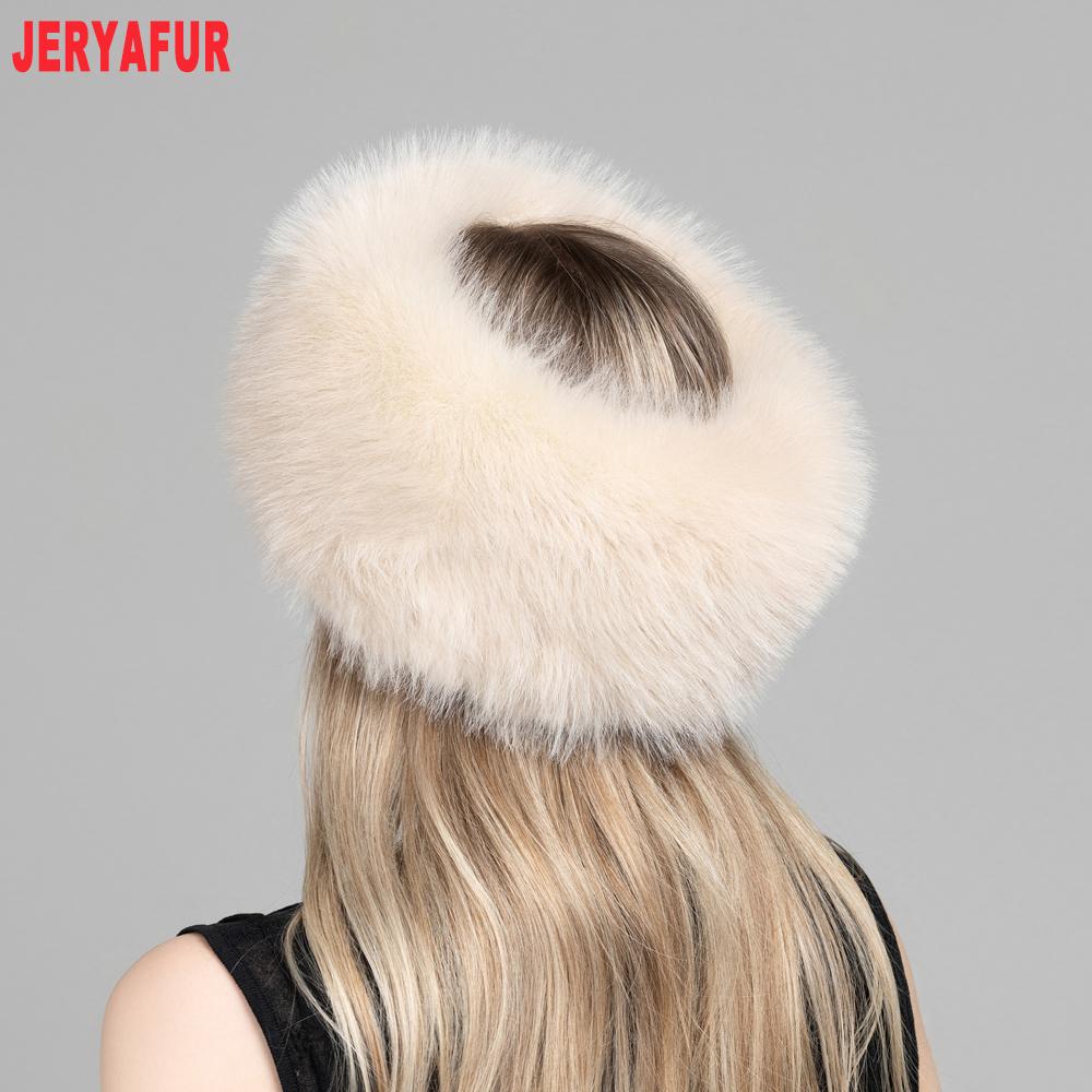 JERYAFUR Women Faux Fur Winter Hat, Thick Fluffy Grey Plush Warm Fashion Ladies Cap for Cold Winter Outdoor