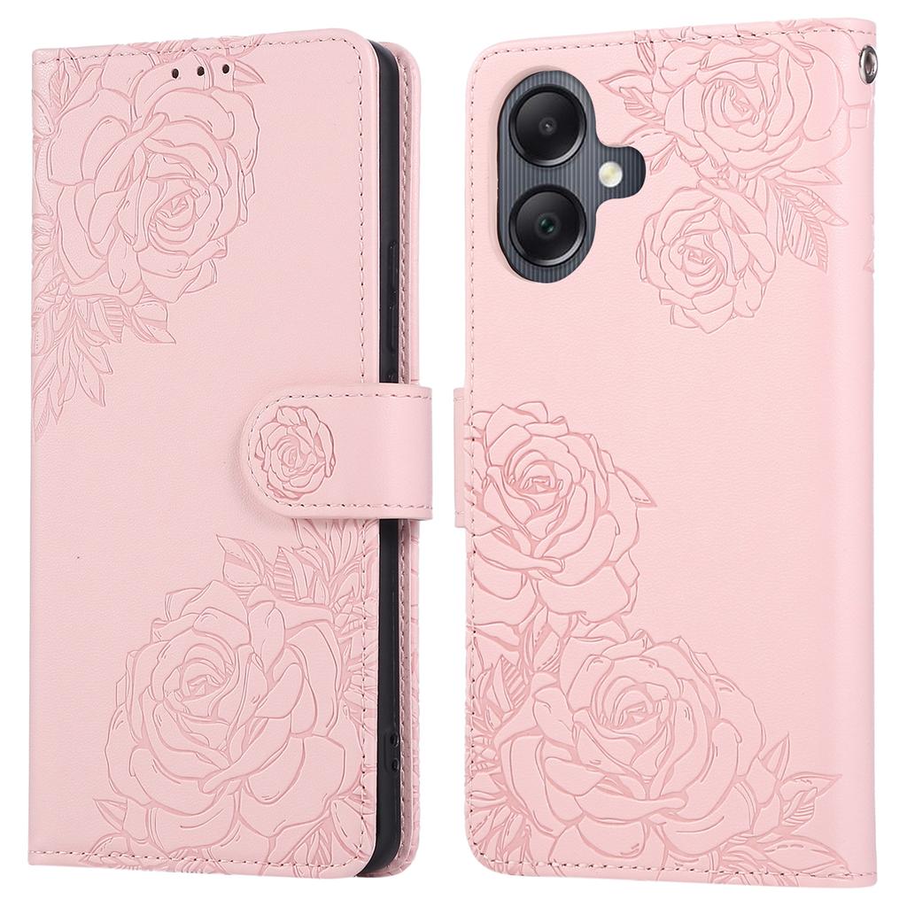 For Samsung Galaxy A05 4G Case Rose Flower PU Leather Wallet Phone Cover with 3 Card Slots
