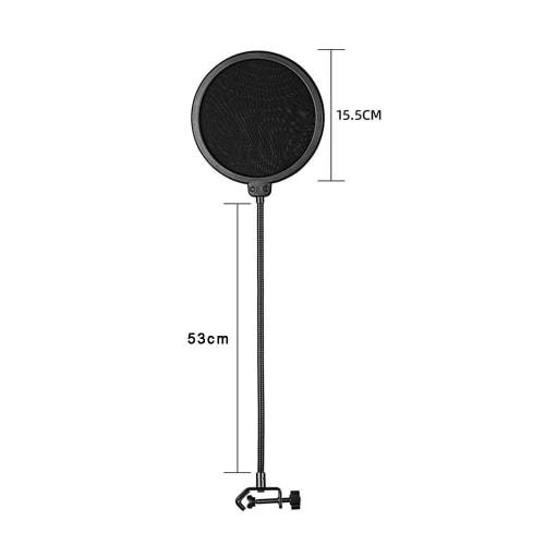 SensaBliss Pop Filter, Pop Blocker, Microphone Pop Filter, Noise Prevention, Double-Layered, Clamp-On Microphone Pop Filter with Flexible Arm for Live