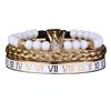 2026 White Bead Crown Bracelet Set Epoxy Roman Numeral Bracelet Set