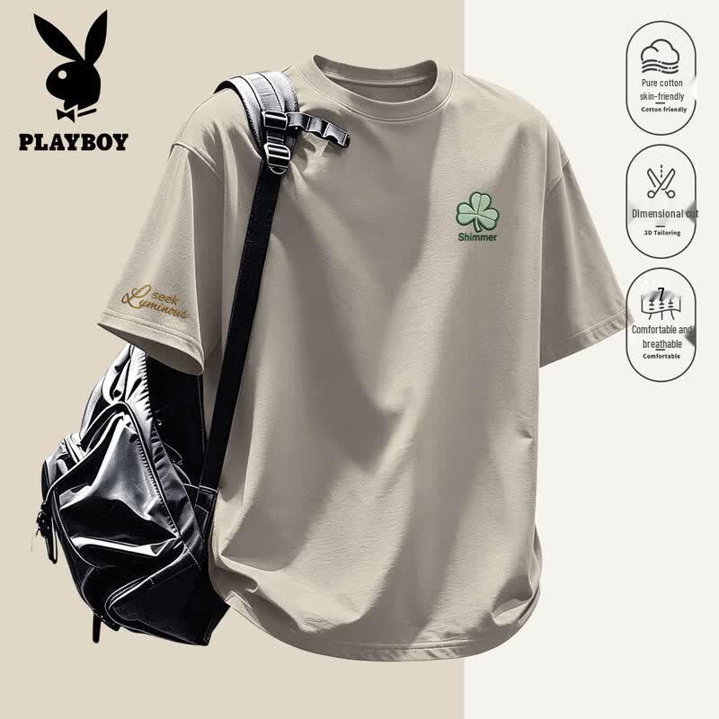PLAYBOY Men s 2026 Breathable Cotton Short Sleeve T-Shirt L