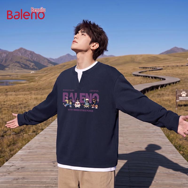 Baleno Men's Casual Crew Neck Graphic Pullover Sweatshirt