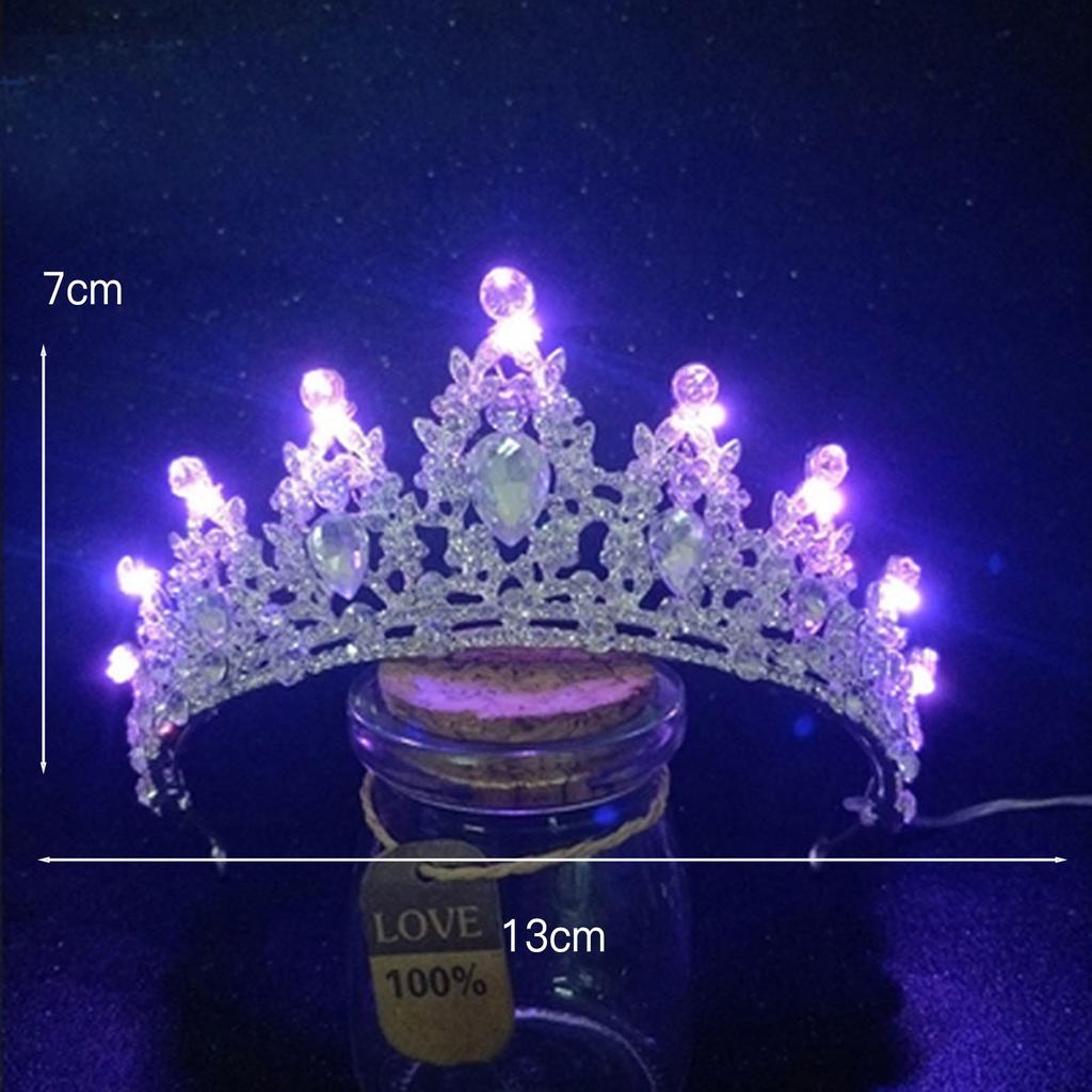 Braut Prinzessin Krone Diadem Leuchtender Strass LED-Licht Kopfschmuck Haaraccessoire für Hochzeit Cosplay Party Haarschmuck Schmuck
