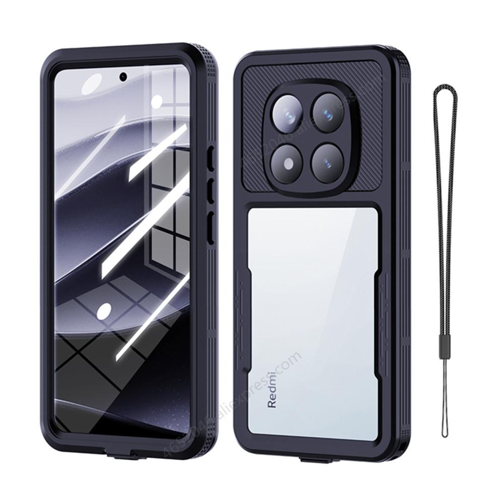 ShellBox IP68 Waterproof Phone case for Xiaomi Redmi Note 14 Pro Note 13 Pro Note 12 Full Body Shockproof Dustproof Protector nero