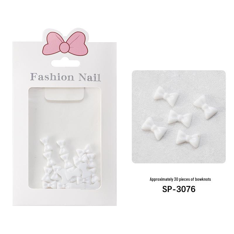 Black & White 3D Resin Ribbon Bow Nail Art Accessories (30pcs)