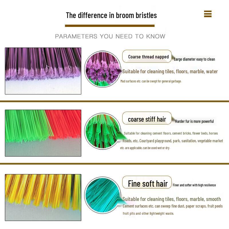 Outdoor Plastic Hard Bristle Broom Set (3-Pack)