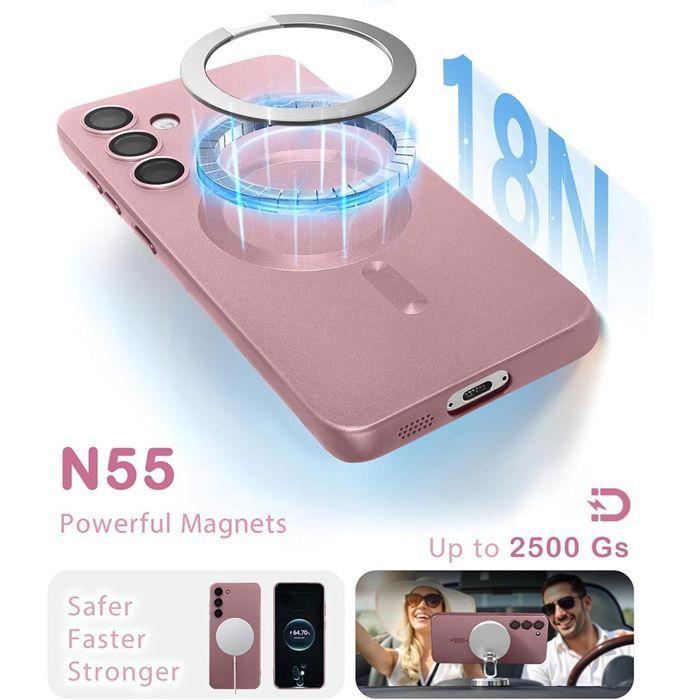 Coque de Protection - BOOLING - Samsung Galaxy A17 5G/4G - Silicone avec Cercle Magnétique Rose - 2 Vitres