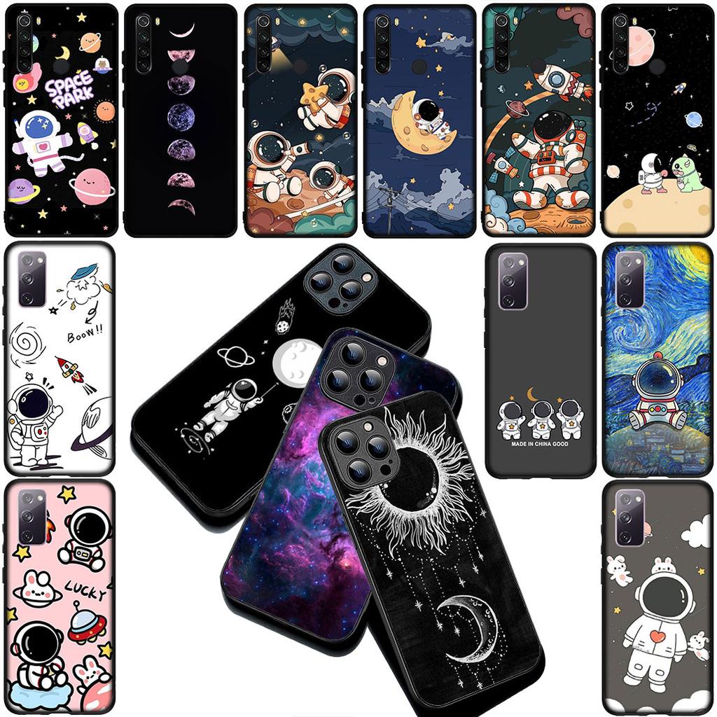 Phone Case Moon Astronaut Stars Art Casing for Apple iPhone 17 Air 12 13 Pro Max Mini ProMax XR 7 8 Plus X 7+ 8+ Funda Cover