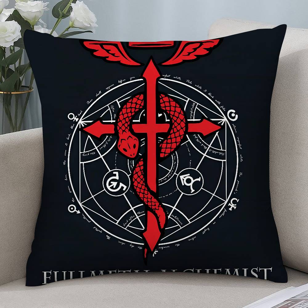 Anime F-Fullmetal Alchemist Pillow Case Short Plush Double-sided Print Square Throw Pillow Covers Sofa Home Cushion Decor