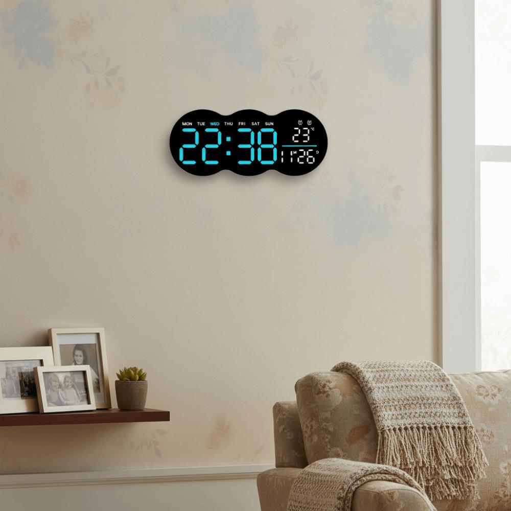 With Ambient LED Light Digital Wall Clock Multi-functional Alarm Clock  Desk Clock