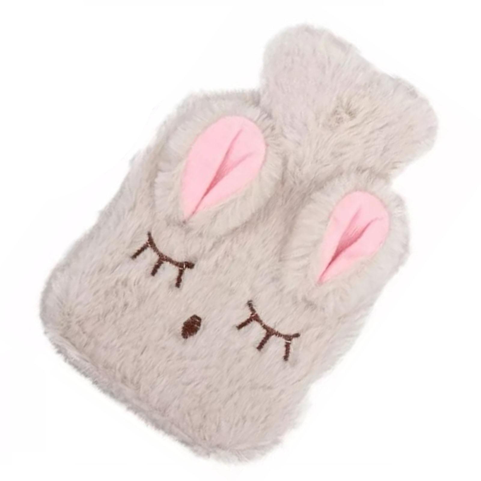 

Hot Water Bottle Explosion Proof Prevent Scald Detachable Rabbit Pattern Plush Cover Hot Water Bag Beige