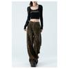 Womens High Waist Leopard Print Wide Leg Jeans Y2K Baggy Denim Trousers Streetwear