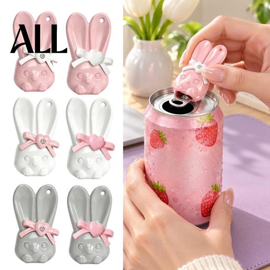 Stylish Accessory for Daily Use Bunny Can Opener Keychain, Cute Bow Rabbit Bottle Pendant, Portable Easy One Click Tab Beverage Keyring Outdoor