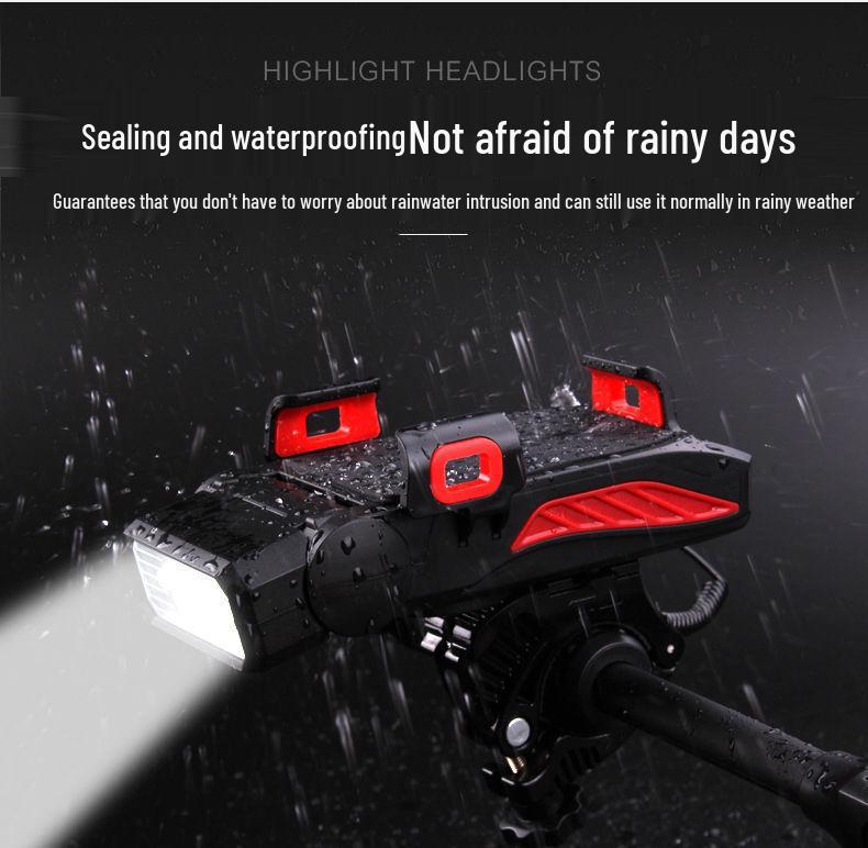 4-in-1 Bicycle Light: Headlight, Phone Holder, Horn & Power Bank for Night Riding