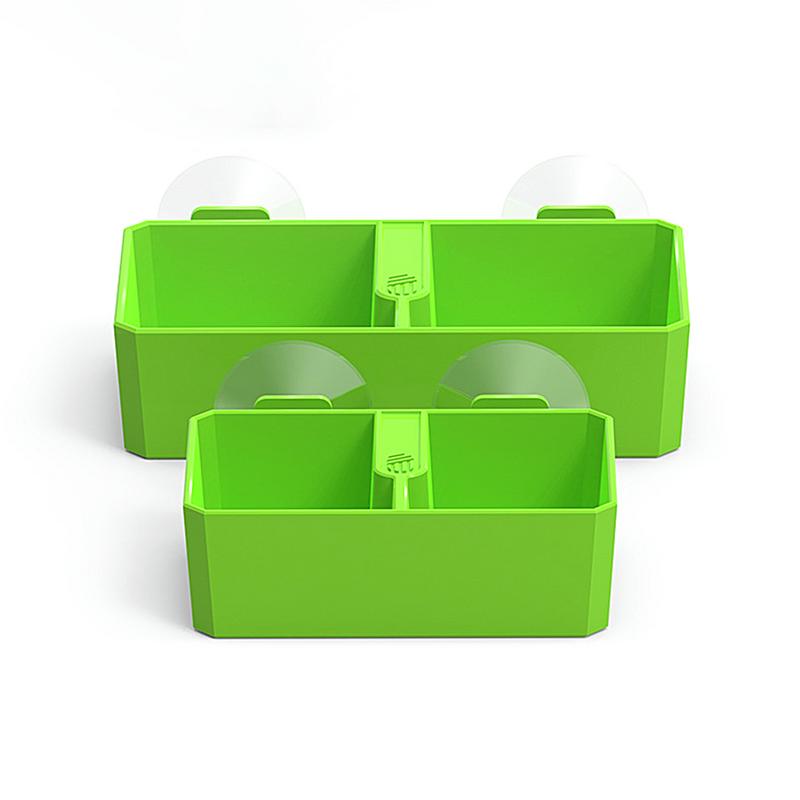 Reptiles Suction Cup Feeder Detachable Suction Cup Reptile Feeding Dish Feeder 2 Grid Reptile Food Bowl Feeder Water Bowls For