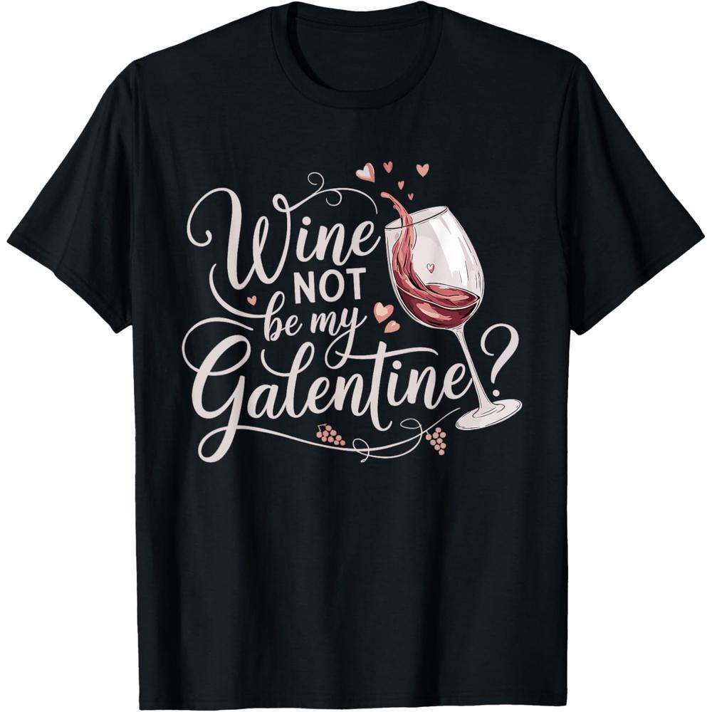 Funny Galentine s Day Singles Awareness Day Wine Drinking Cotton Men T Shirt M чёрный