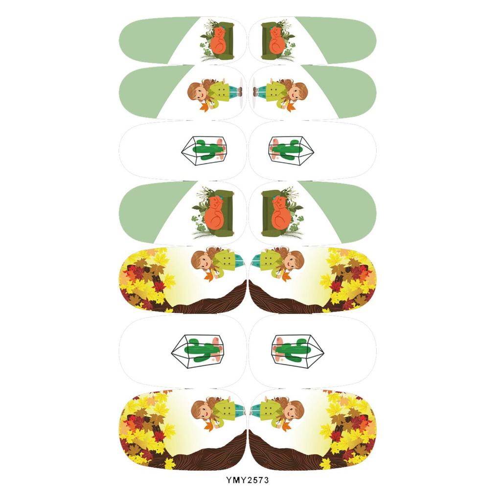 Waterproof Autumn Leaves Fox Nail Art Stickers - Full Cover Ins Style (YMY2566-2576)
