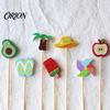 Natural Bamboo Skewers 100PCS Disposable Cocktails Picks, Stick, with Beach Fruits Picks Palm Trees Decoration, Fruit for Parties And Picnic