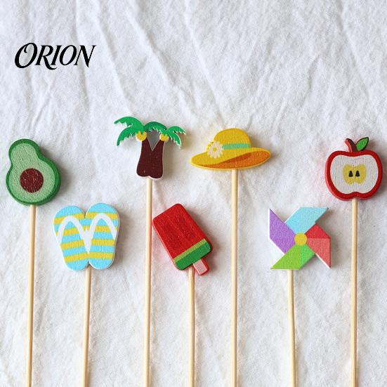 Natural Bamboo Skewers 100PCS Disposable Cocktails Picks, Stick, with Beach Fruits Picks Palm Trees Decoration, Fruit for Parties And Picnic