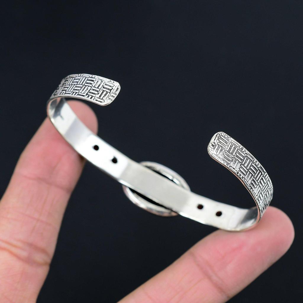 Prata de Lei 925 Oval Turmalina Negra Bruta Granada Pulseira Filha