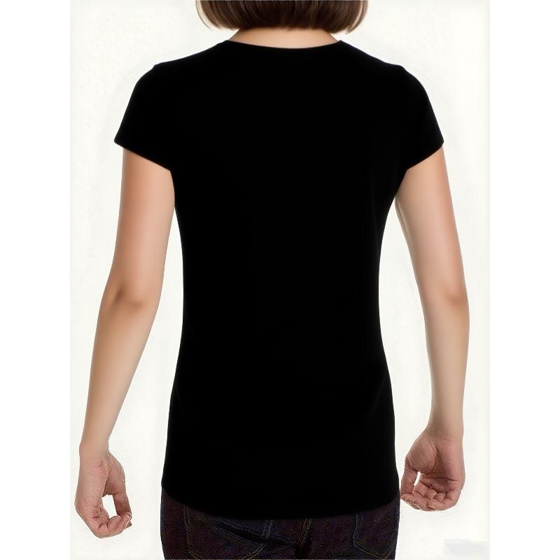 European Size Women'S Short Sleeve T-Shirt - Black T-Shirt with In January Happy Birthday Printed Design, Casual Round Neck, All-Season Fashion Top