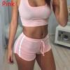 Elegant And Chic Fashion Sexy Women Sports Sets Sleeveless Round Collar Tops And Shorts