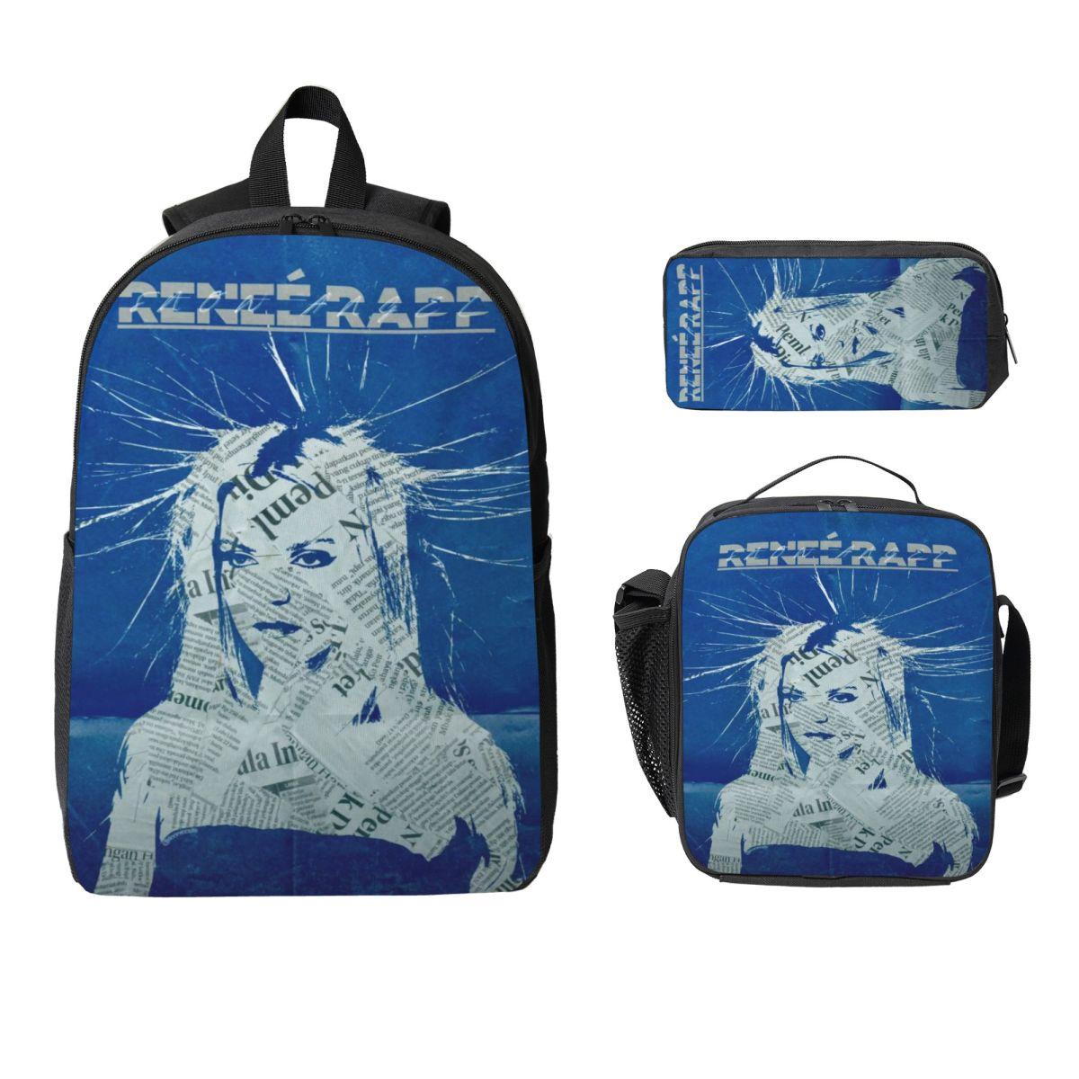Set de 3 Sacs d'école pour Fans de Musique Renee Rapp pour Garçon Fille Trousses Sacs à Dos Set avec Boîte à Lunch Pour Étudiants Sac à Dos