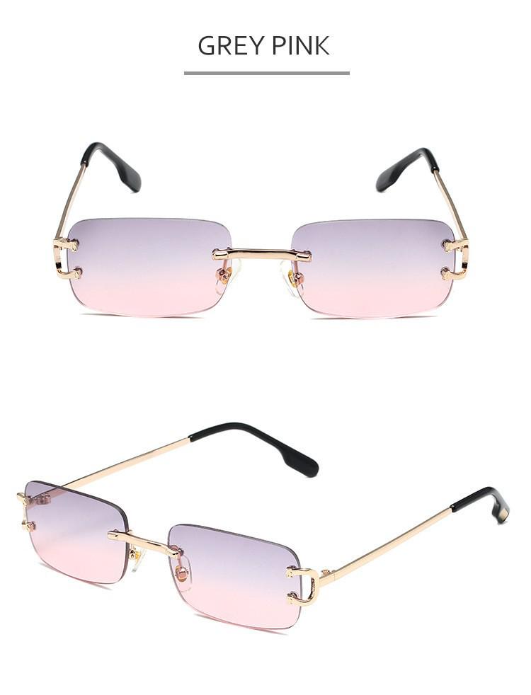 Retro Rimless Square Ocean Lens Sunglasses - Fashionable Cut-Edge Design