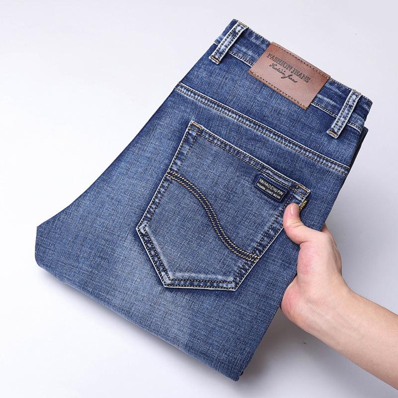 Sommer Dünn High-End Business Plus Herren Elastische Slim Fit Jeans Gerades Bein Locker Lässige Hose