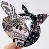 1pc New Simple Retro Fashion Paisley Flower Bow Rabbit Ear Wide Bright Color Fabric Headband Bundle for Women hair accessories