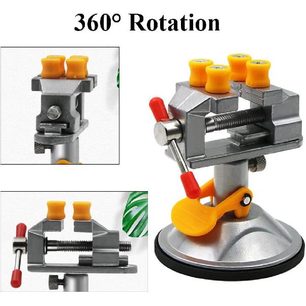 TopHomer Silver Nailed Vise Mini Bench Vise 360 Degree Suction Vise Small Table Vice Clamp Workbench Vise for Jewelry Making DIY Wood Craft Carving