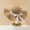 Women's French-Style Lace Bowknot Sunhat with Wavy Brim Foldable Beach Hat for Seaside Travel Spring And Summer
