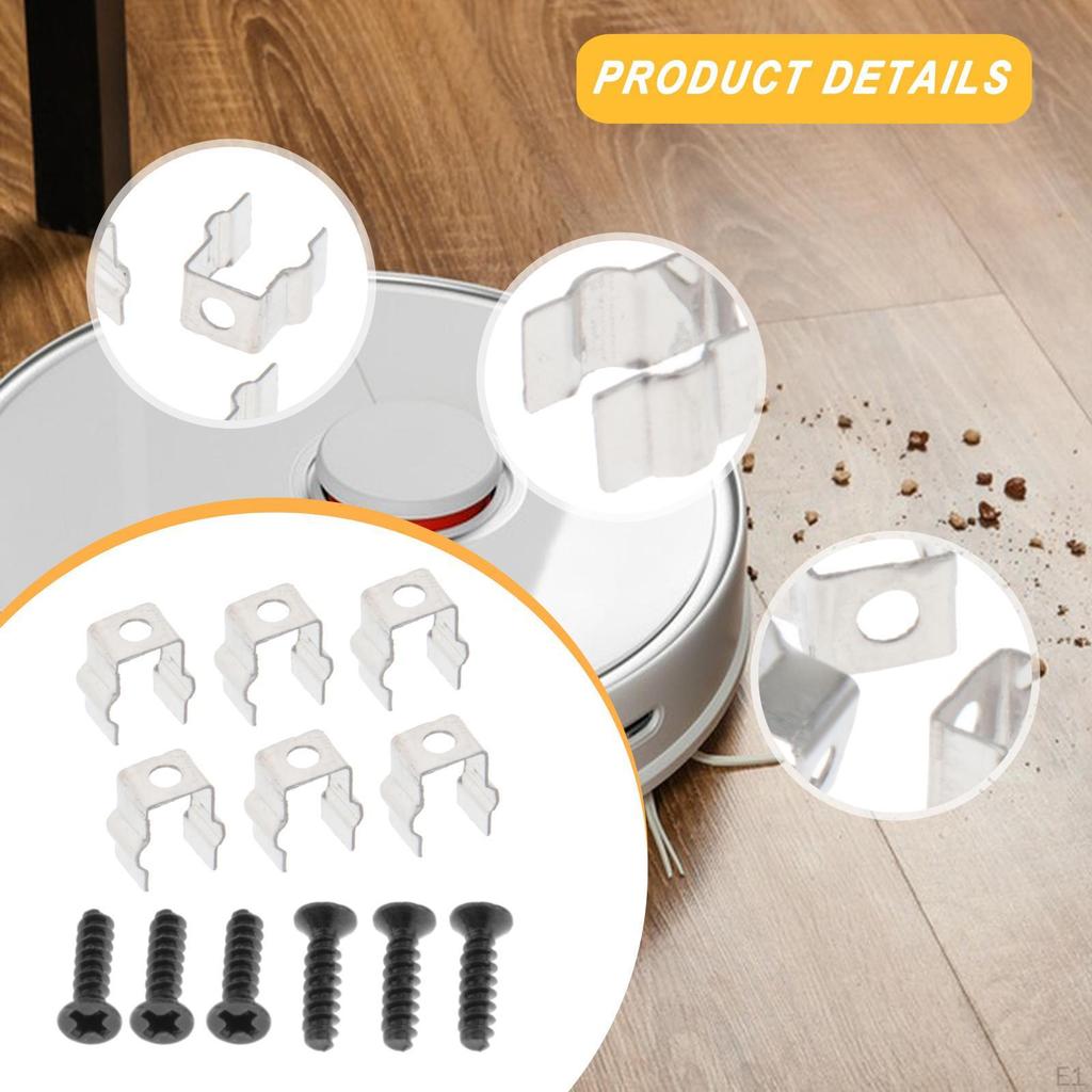 6x Side Brush Metal Mount Clips Easy Installation Sturdy Professional Robot Accessory Directly