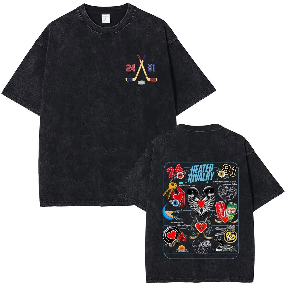 Hot Sale Heated Rivalry Heated All The Time Washed Vintage T-shirts Men Women Fashion Oversized T-shirt Male Y2k Cotton T Shirts