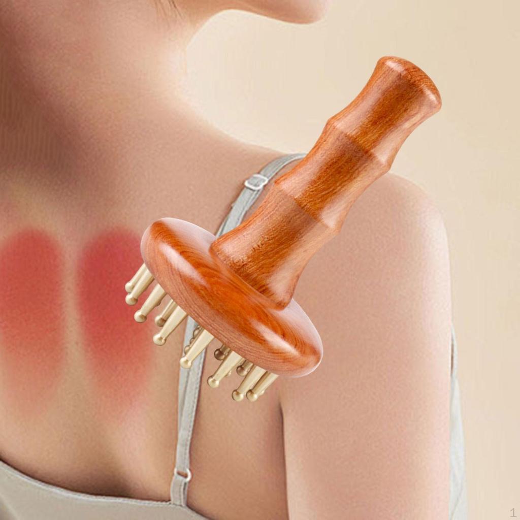 Wooden Massage Body Brush Handheld 29 Brass Tooth Home Travel Deep Tissue Family Office Adults