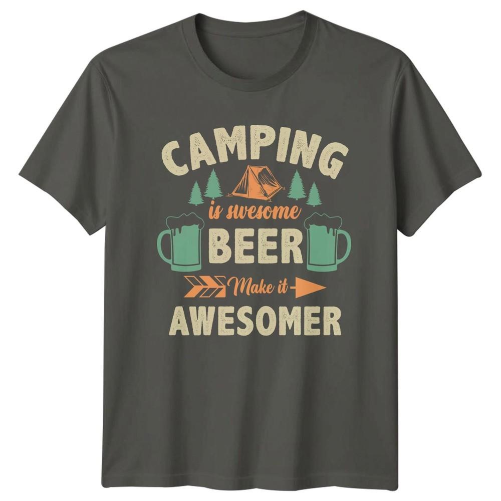 Camping Is Awesome Unisexs TShirt Beer Camping Gift For Him S