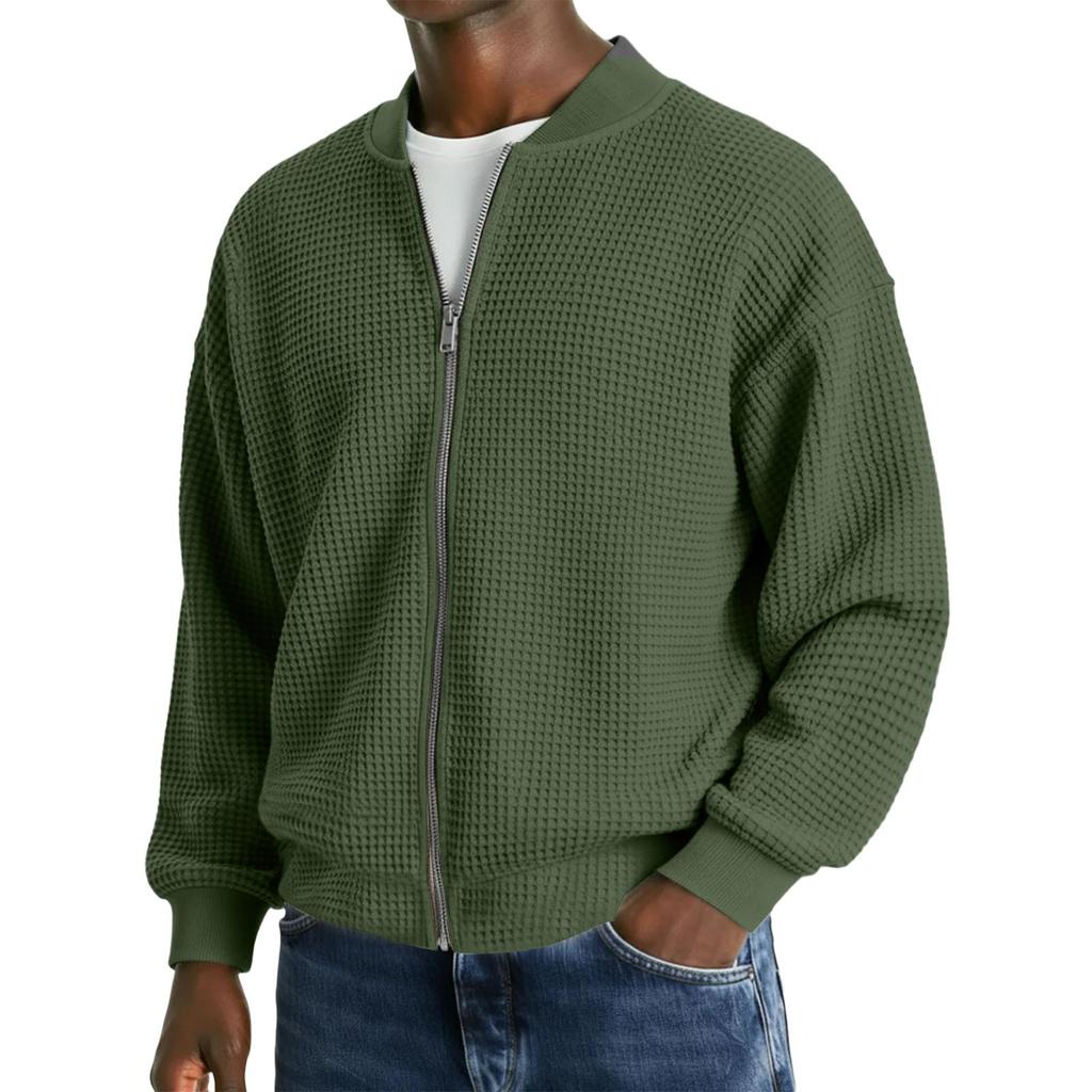 Men's Casual Zipper Stand Collar Long-Sleeve Lapel Jacket