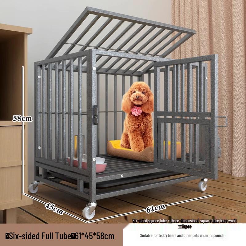 Medium & Large Dog Indoor Kennel with Full Square Tube Design and Built-in Toilet