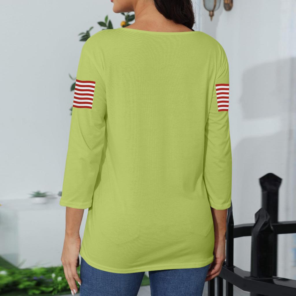 Women's Casual Fashionable Sexy Comfortable Neck Three-Quarter Sleeve Top