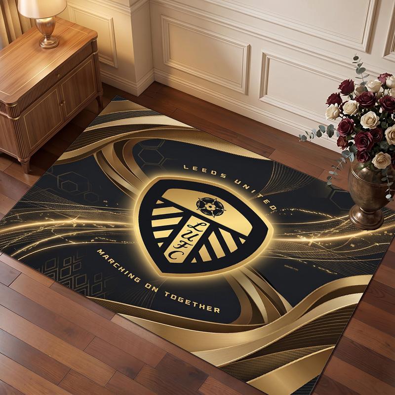 Tappeto in Velluto di Cristallo con Stampa del Leeds United Football, Comodo Assorbente d'Acqua Antiscivolo Tappeto per Pavimenti Interni